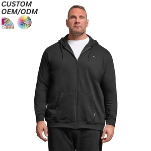 Mens Plus Size Breathable Solid Hoodie Cotton Fleece Pullover Casual Winter Wear 360g Custom Logo OEM/ODM Support Wholesale - Product Image 3