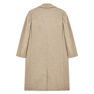 Manteau long pour homme, manteau en laine à double boutonnage, manteau beige, manteau élégant pour homme, manteau d'hiver, manteau décontracté, vêtement d'extérieur chaud - Product Image 2