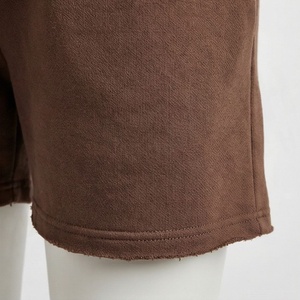 Ensemble 2 pièces pour femme, sweat-shirt court et short marron uni, col rond, manches longues, coupe ample, tenue décontractée, longueur au-dessus du genou - Product Image 6