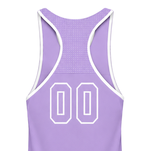 Lavender <b>White</b> Swim <b>Tank</b> <b>Top</b> Sleeveless Racerback Lightweight Quick Dry Breathable Training Performance Athletic Swimwear - Product Image 4