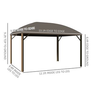Elegante Gazebo 10x13 Grigio con Tetto Rigido in Acciaio, Tende e Rete, Telaio Rivestito per Patio e Giardino, Applicazione 3x4 - Product Image 3