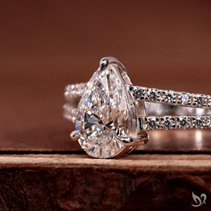 Teardrop 1CT Pear Lab Diamond <b>Ring</b> <b>Split</b> Band Pave Setting 10K White Gold IGI Certified Wedding Engagement <b>Ring</b> - Product Image 3