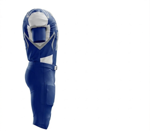 American Football Uniform Men Blue With <b>White</b> Accents Short Sleeve Fitted Moisture Wicking Polyester V-Neck All Seasons - Product Image 2