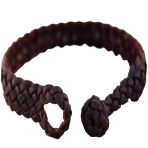 Bracelet en cuir tressé marron, bracelet noué, bracelet uni teint, bijoux de poignet, bracelets en corde tendance, ceintures en cuir - Product Image 1