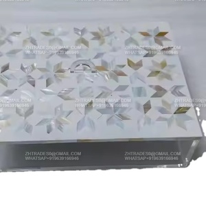 Caja de almacenamiento acrílica transparente hecha a mano con tapa de incrustaciones de madreperla de madera natural, una pieza llamativa para REGALOS FESTIVOS - Product Image 1