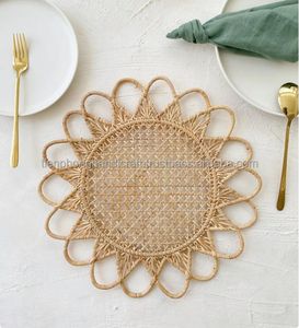 Woven Sunflower Design Rattan Placemat Handmade Dining Table Decoration Rustic Style Deco - Product Image 3