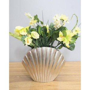 Vase à fleurs en aluminium doré artisanal de luxe, décor de table moderne texturé ondulé métallique pour salon et mariage - Product Image 6