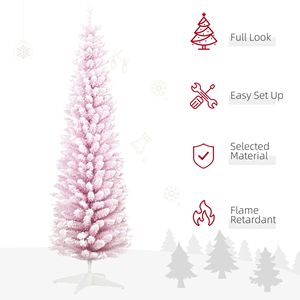 Albero di Natale Artificiale Sottile Non Illuminato da 180 cm (6FT) Realistico con Rami Innevati e Base in Plastica - 210 cm (7ft) - Product Image 4