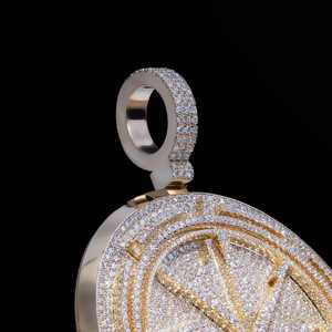 NUOYA - Colgante de Plata con Nombre y Número Personalizados, Estilo Hip Hop, con Diamantes CZ, Diseño de Disco Redondo Grande, Totalmente Brillante - Product Image 4