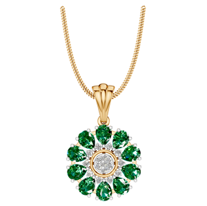 Collar con Colgante de Halo de Esmeralda Corte Pera, Oro Blanco Sólido de 14K/18K, Piedra de Nacimiento de Mayo, Gema Fina, Joyería de Lujo, Regalo para Mujer - Product Image 1