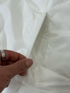 <b>Men's</b> <b>White</b> Hooded Windbreaker <b>Puffer</b> <b>Jacket</b> Quilted Filling Water Resistant Nylon/Cotton Shell Zip-Up Closure Stand Collar for - Product Image 6