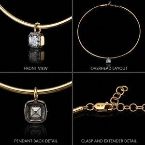 Collier ras-de-cou solitaire minimaliste en or massif 14 carats avec diamant de laboratoire taille émeraude, bijoux fins personnalisés pour femme - Product Image 3