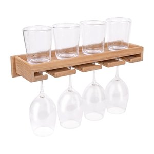 Wooden <b>Wine</b> Bottle and Short Glass Holder with <b>Wall</b> Mount Design Decorative <b>Rack</b> for Picnic Camping and Outdoor Dining - Product Image 1