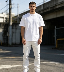 Custom Oversized <b>100</b>% Cotton Men's T-<b>shirt</b> Heavy Premium 220G High Quality T-<b>shirt</b> White Loose T-<b>Shirt</b> T-<b>shirt</b> for Men - Product Image 5