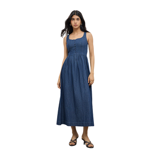 Robe midi en jean pour femme, décontractée, en coton, pour tous les jours, fabricant OEM ODM - Product Image 1