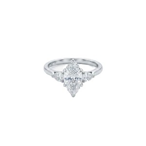 Bague à trois pierres en or massif 10K 14K 18K avec diamants de laboratoire taille marquise et poire, couleur DEF, clarté VS VVS, certifiée IGI - Product Image 3