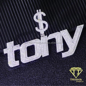 Collier pendentif personnalisé TONY, look cristal étincelant avec charme signe dollar, style Hip Hop - Product Image 5