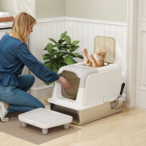 Lettiera per Gatti Extra Large in Acciaio Inossidabile con Recinzione, Paletta, Sacchetto Deodorante e Pedale Raccogli Sabbia - Accessorio Tutto-in-Uno - Product Image 2