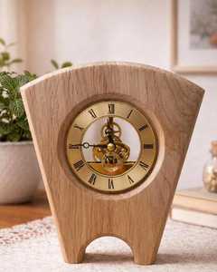 Rustic Wooden Desk <b>Clock</b> with Natural Wood Finish - Product Image 1