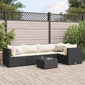 Ensemble de salon de jardin en rotin PE noir avec structure en acier thermolaqué et verre trempé pour les aménagements de jardin - Product Image 1