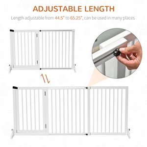 Recinto per Cani Autoportante a 3 Pannelli in Legno, Box Regolabile per Animali Domestici con Porta Bloccabile, Recinzione di Sicurezza Bianca, Misure 44.5x65.25x14.25 Pollici - Product Image 4