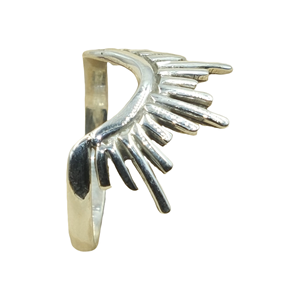 Anillo de Plata de Ley 925 con Alas de Ángel, Hecho a Mano, Diseño de Pluma, Banda Abierta Ajustable, Joyería Boho, Regalo para Mujeres, Hombres, Unisex - Product Image 1