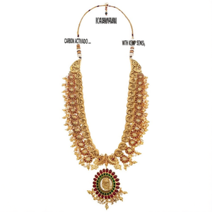 Fashion Jewelry Set Gold Long Haram Design with Kemp Stones - Product Image 2
