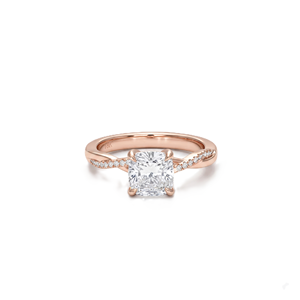 10K 14K 18K Solid Gold Cushion & Round Lab Diamond <b>925</b> Sterling <b>Silver</b> Engagement <b>Ring</b> Twist Band Hidden Halo Half Eternity <b>Ring</b> - Product Image 6