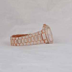 Reloj de Pulsera con Diamantes de Moissanita de Lujo, Unisex, Tamaño Personalizado, Claridad VVS, Acero Inoxidable, Estilo Hip Hop, Resistente al Agua, a la Moda - Product Image 3