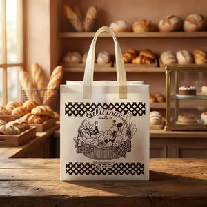 Sac fourre-tout écologique personnalisé en non-tissé réutilisable pour l'emballage alimentaire de boulangerie avec poignée pour exposition - Product Image 3