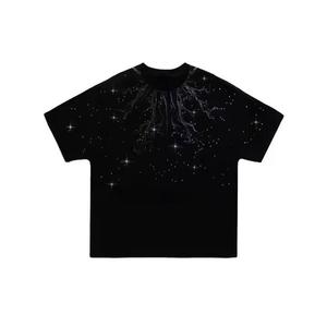 เสื้อยืดผู้ชายผ้าฝ้าย 100% ลายกราฟิก Rhinestone Tee Root สไตล์สตรีทแวร์ ทรงหลวม พิมพ์ลายพัฟฟ์ - Product Image 1
