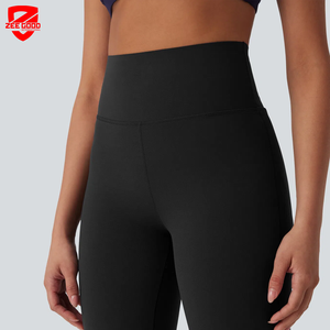 Pantalones deportivos elásticos al por mayor con logo personalizado, control de abdomen, acampanados, tipo sudadera, leggings de yoga para mujer, ropa deportiva. - Product Image 4