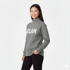 Sudadera Oversize de Cuello Alto para Mujer 2026, Tejida con Bordado 3D, Diseño Sólido, Estilo Urbano, Mezcla de Poliéster/Algodón - Product Image 3