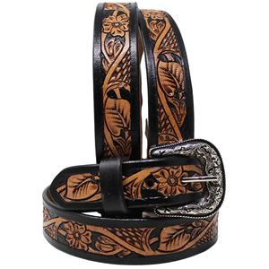 Ceinture occidentale usinée en laiton avec boucle en métal en cuir de vachette Ceinture de style occidental usinée à la main Ceinture de cow-boy et de cow-girl - Product Image 2