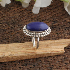 Natural <b>Lapis</b> <b>Lazuli</b> 925 Sterling Silver Dotted Beaded Band Blue Gemstone Wedding Classic Women's Vintage <b>Ring</b> Wholesale Jewelry - Product Image 4