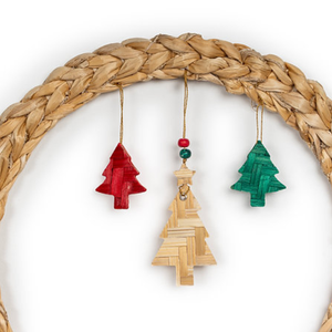 Nouveauté : Couronne de Noël ronde en jonc de mer, vente en gros de couronnes pour porte d'entrée, maison, restaurant, bureau, en provenance du Vietnam - Product Image 2