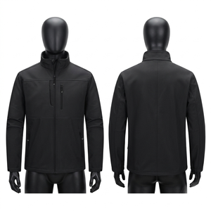 320 GSM Polyester Spandex Soft Shell <b>Work</b> <b>Jacket</b> Dark Grey Tactical Panel Design Embroidery Print Logo - Product Image 3