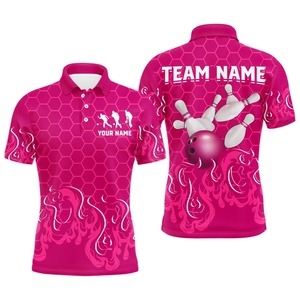 Custom <b>Bowling</b> Polo Shirt Men's Short Sleeve Sublimated Print 100% Polyester Quick Dry Team Name Personalized Front Back Design - Product Image 2