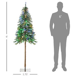6FT Pencil Shape Artificial Christmas <b>Tree</b> with Warm White or Colorful LED <b>Lights</b> Steel Base Christmas Decorations - Product Image 3