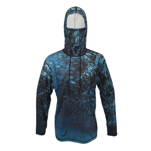 Sudadera con Capucha de Pesca para Hombre con Protección Solar UPF 50, Anti-UV, Manga Larga, Estampado por Sublimación, Diseño Azul, Personalizable con Logotipo - Product Image 1
