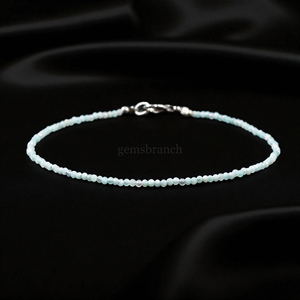 Pulsera de Amazonita Natural con Cuentas Microfacetadas, Pulsera de Piedras Preciosas Redondas, Joyería de Cristal Curativa para Mujer, Regalo, Pulsera Hecha a Mano - Product Image 4