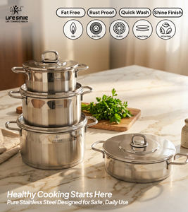 Juego de Ollas de Acero Inoxidable 18/10 de Lujo de 8 Piezas con Tapas de Acero Inoxidable, Asas de Acero y Base Apta para Inducción - Product Image 5