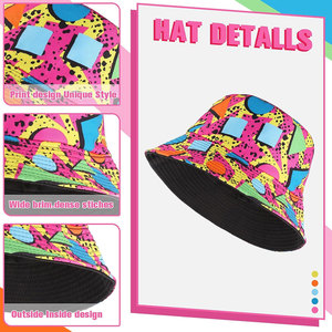 Fashion Geometric Printed Bucket Hat Unisex Summer Beach Cap Polyester <b>Material</b> - Product Image 5