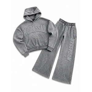 Ensemble de survêtement Mudassar à capuche avec fermeture éclair, sweat-shirt et pantalon longs, 100% coton, vêtements décontractés pour adultes, style hiver - Product Image 4