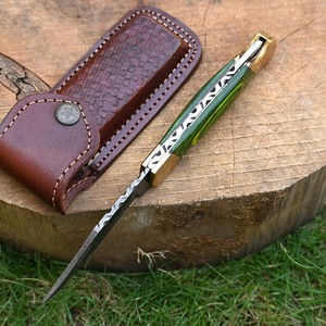 Navaja de Combate Plegable |   Mango de madera |   Hoja de acero de Damasco |   Borde Recto |   Grado Industrial |   Navaja de Bolsillo OEM - Product Image 3
