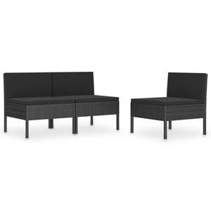 Conjunto de 3 Muebles de Jardín Negros - Cómodo Conjunto de Sillas para Exteriores - Product Image 2