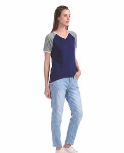 Women's <b>Raglan</b> Sleeve V-Neck T-Shirt Short Sleeve Casual Jersey Cotton <b>Top</b> Spring Summer Wear - Product Image 4