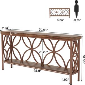 Consolle con Vano Portaoggetti per Divano, Ingresso o Uso Esterno - Product Image 6