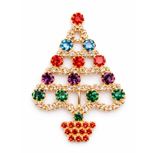 Broche en alliage de zinc avec strass en forme de sapin de Noël pour femmes, vente en gros en vrac - Product Image 3