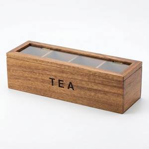 Durable Handmade Wooden <b>Tea</b> <b>Box</b> with 8 Compartments for <b>Tea</b> Bag Storage Large Capacity Storage Organizer with Lid - Product Image 2